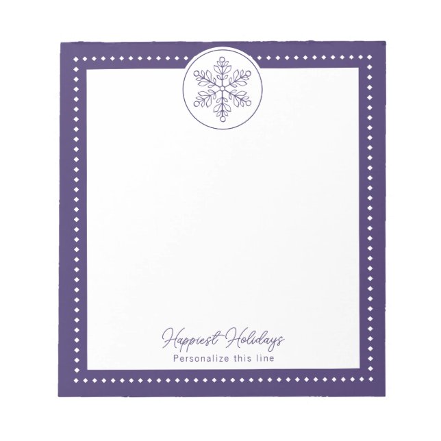 Purple Fancy Snowflake Personalized Holiday Notepad (Front)
