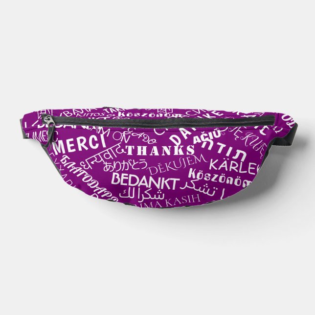 Purple Fanny Pack Merci multilingue Texte (Poser)
