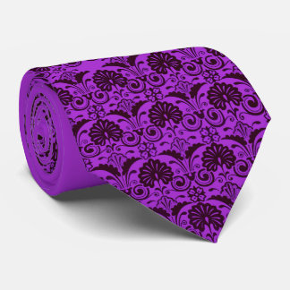purple fans and fronds print tie