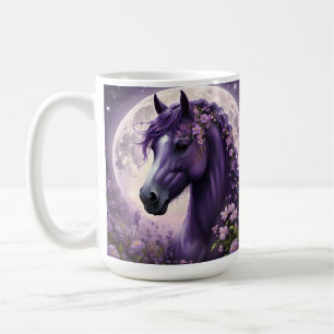 Purple Fantasy Horse Moon Flowers, Coffee Mug