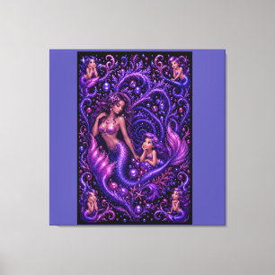 Purple Fantasy Mermaid Duo Ocean Dream Art  Canvas Print