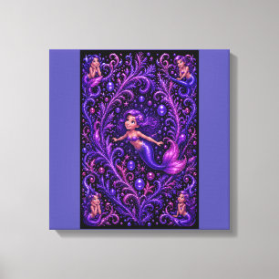 Purple Fantasy Mermaid Glitter Ocean Art Magical Canvas Print