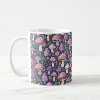 Purple Fantasy Mushroom Nature Pattern Coffee Mug
