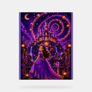 Purple Fantasy Princess Castle Art   Magical Cosmi Acrylic Sign