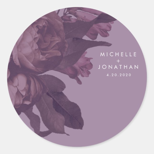 Purple Fantasy Wedding Classic Round Sticker (Front)