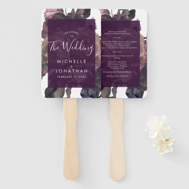 Purple Fantasy Wedding Hand Fan (Front and Back)