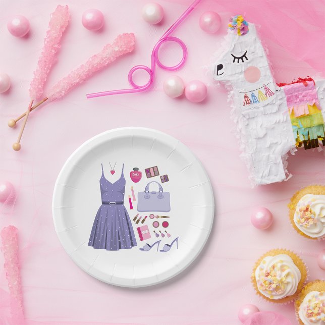 Purple Fashion Set Paper Plate (Creator Uploaded)
