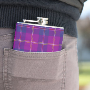 Purple Fashion Tartan Plaid Pattern Hip Flask