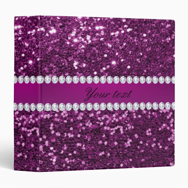 Purple Faux Glitter and Diamonds Binder (Front/Spine)