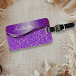 Purple Faux Glitter Bling Personalized Metal  Luggage Tag<br><div class="desc">This design may be personalized in the area provided by changing the photo and/or text. Or it can be customized by clicking Personalize this Template and then choosing the click to customize further option and delete or change the colour of the background, add text, change the text colour or style,...</div>
