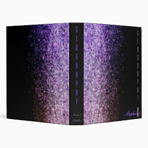 Purple faux glitter gradient and black chic binder