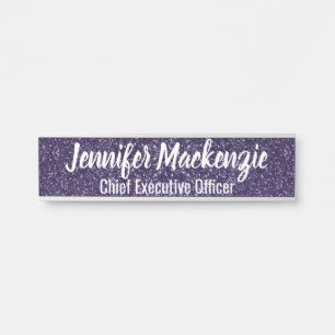 Purple Faux Glitter Office Door Sign