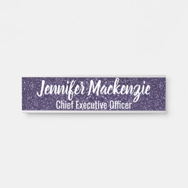 Purple Faux Glitter Office Door Sign (Front)