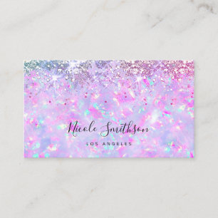 purple faux glitter opal mineral  business card