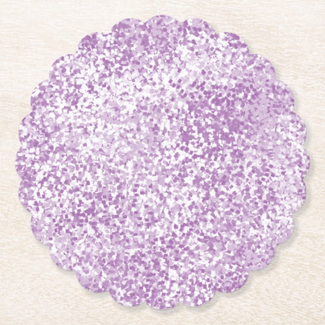 Purple Faux Glitter Pattern Chic Paper Coaster (Front)
