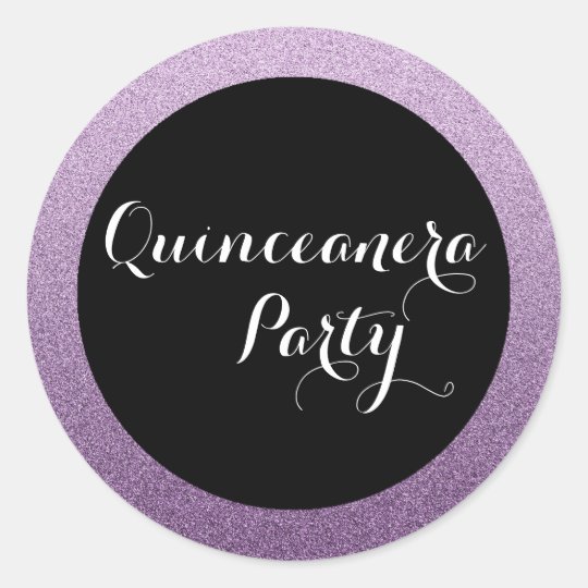 Purple Faux Glitter Quinceanera Favour Seal