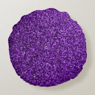  Purple Faux  Glitter Round Throw Pillow