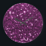 Purple Faux Glitter Sparkles Large Clock<br><div class="desc">Glamourous large purple faux glitter.
PLEASE NOTE: These are flat printed graphics - no raised parts.</div>