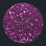 Purple Faux Glitter Sparkles Large Clock<br><div class="desc">Glamourous large purple faux glitter.
PLEASE NOTE: These are flat printed graphics - no raised parts.</div>