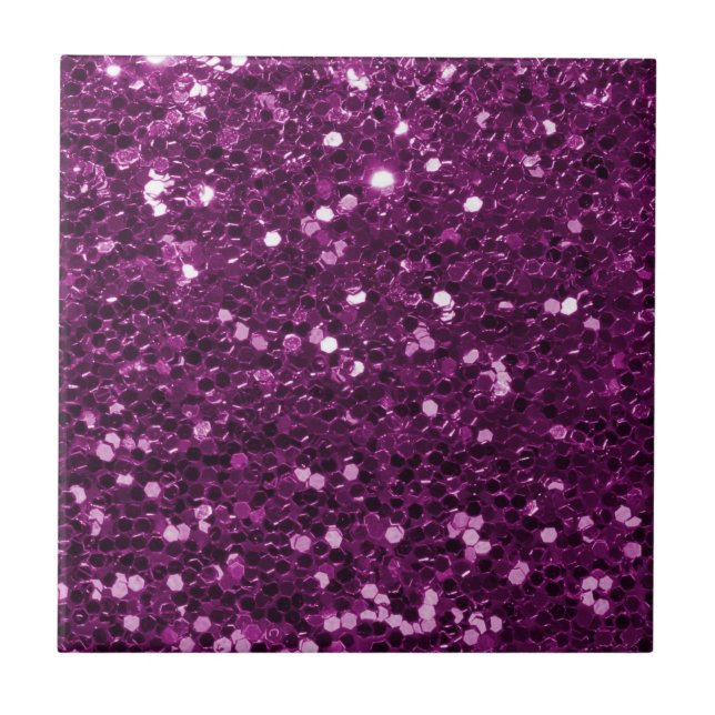 Purple Faux Glitter Sparkles Tile (Front)
