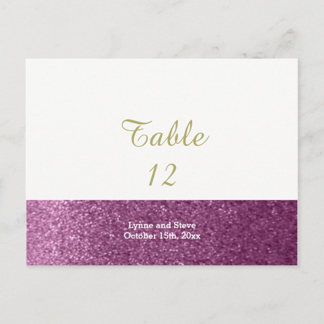 Purple Faux Glitter Table Seating Card (Front)
