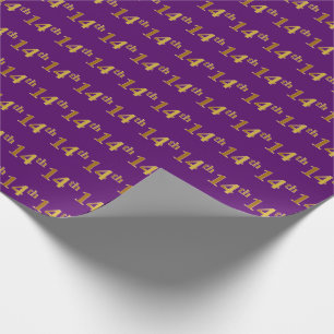 Purple, Faux Gold 14th (Fourteenth) Event Wrapping Paper