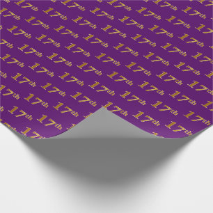 Purple, Faux Gold 17th (Seventeenth) Event Wrapping Paper