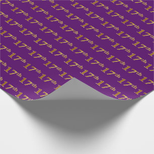Purple, Faux Gold 17th (Seventeenth) Event Wrapping Paper