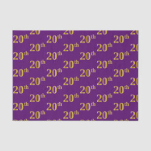 Purple, Faux Gold 20th (Twentieth) Event Tissue Paper