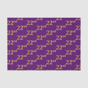 Purple, Faux Gold 22nd (Twenty-Second) Event Tissue Paper