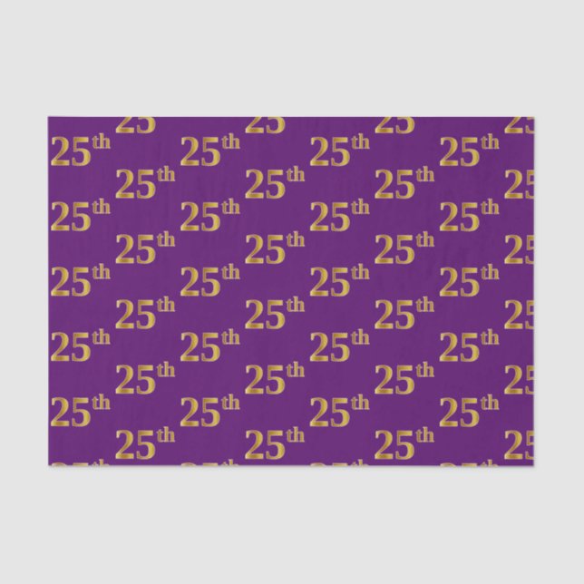 Purple, Faux Gold 25th (Twenty-Fifth) Event Tissue Paper (Front)