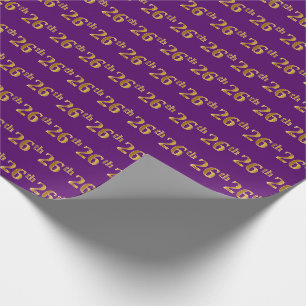 Purple, Faux Gold 26th (Twenty-Sixth) Event Wrapping Paper