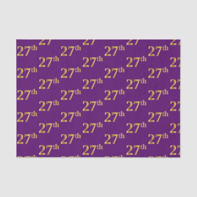 Purple, Faux Gold 27th (Twenty-Seventh) Event Tissue Paper (Front)
