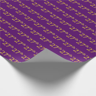Purple, Faux Gold 27th (Twenty-Seventh) Event Wrapping Paper