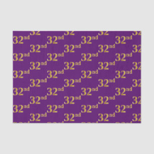 Purple, Faux Gold 32nd (Thirty-Second) Event Tissue Paper