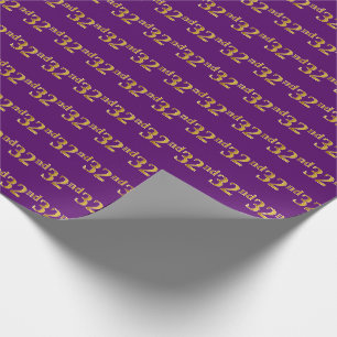 Purple, Faux Gold 32nd (Thirty-Second) Event Wrapping Paper