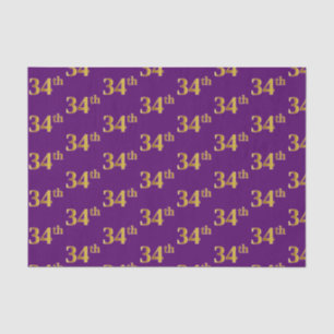 Purple, Faux Gold 34th (Thirty-Fourth) Event Tissue Paper