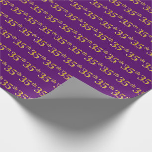 Purple, Faux Gold 35th (Thirty-Fifth) Event Wrapping Paper