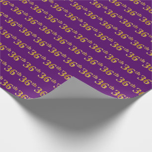 Purple, Faux Gold 36th (Thirty-Sixth) Event Wrapping Paper