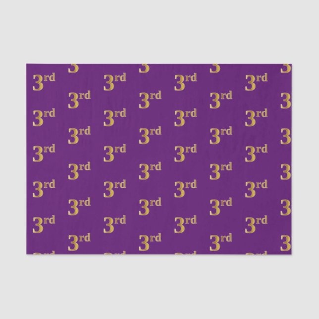 Purple, Faux Gold 3rd (Third) Event Tissue Paper (Front)