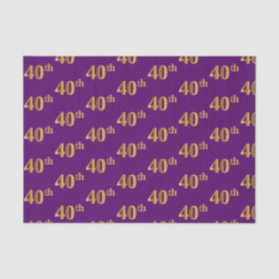 Purple, Faux Gold 40th (Fortieth) Event Tissue Paper