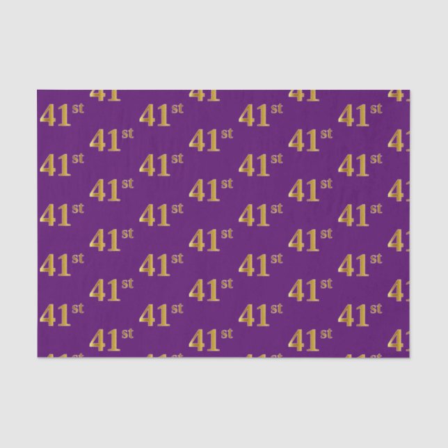 Purple, Faux Gold 41st (Forty-First) Event Tissue Paper (Front)