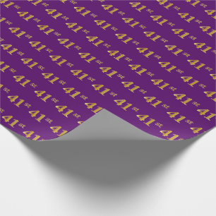 Purple, Faux Gold 41st (Forty-First) Event Wrapping Paper