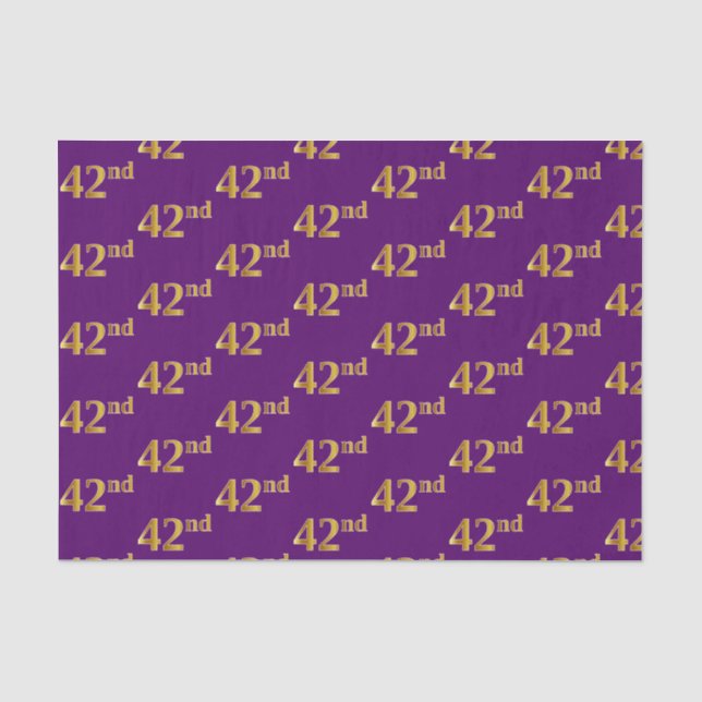 Purple, Faux Gold 42nd (Forty-Second) Event Tissue Paper (Front)