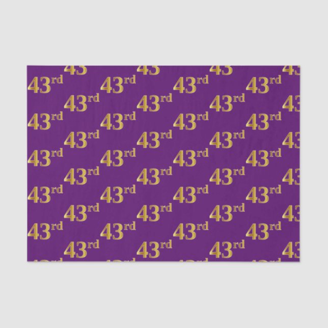 Purple, Faux Gold 43rd (Forty-Third) Event Tissue Paper (Front)