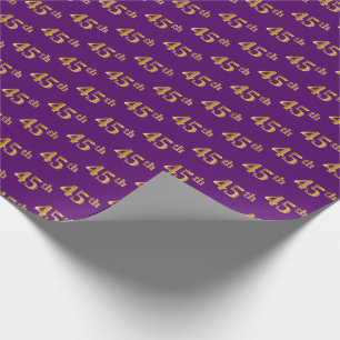 Purple, Faux Gold 45th (Forty-Fifth) Event Wrapping Paper