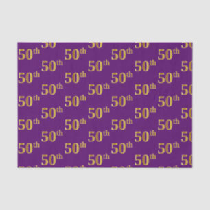 Purple, Faux Gold 50th (Fiftieth) Event Tissue Paper