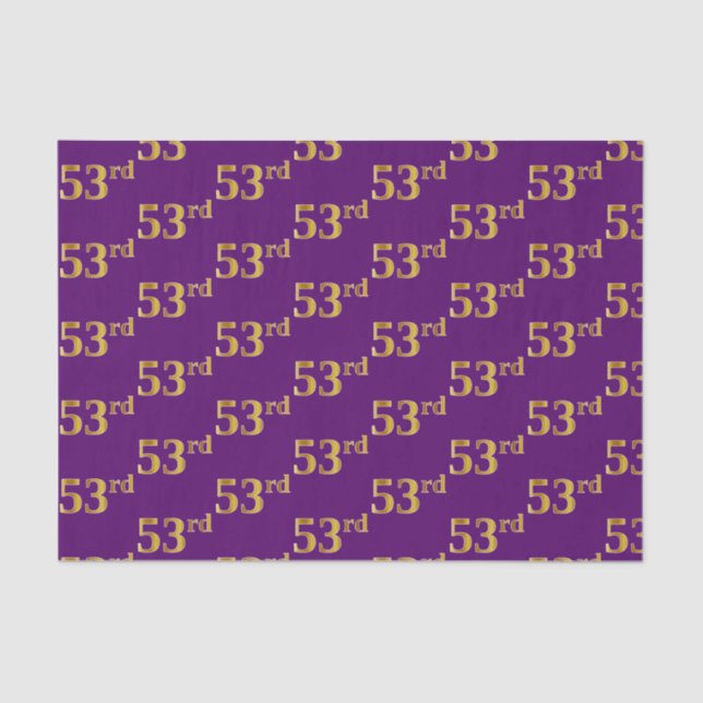 Purple, Faux Gold 53rd (Fifty-Third) Event Tissue Paper (Front)
