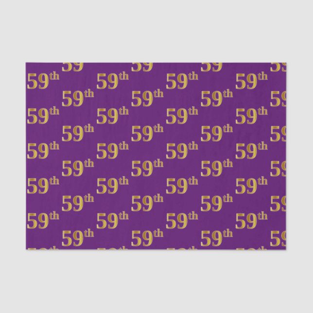 Purple, Faux Gold 59th (Fifty-Ninth) Event Tissue Paper (Front)