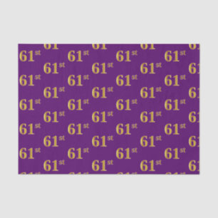 Purple, Faux Gold 61st (Sixty-First) Event Tissue Paper